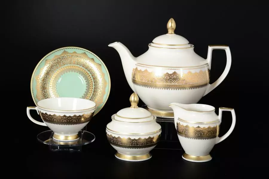 Чайный сервиз Falkenporzellan Agadir Seladon Gold 6 персон 17 предметов