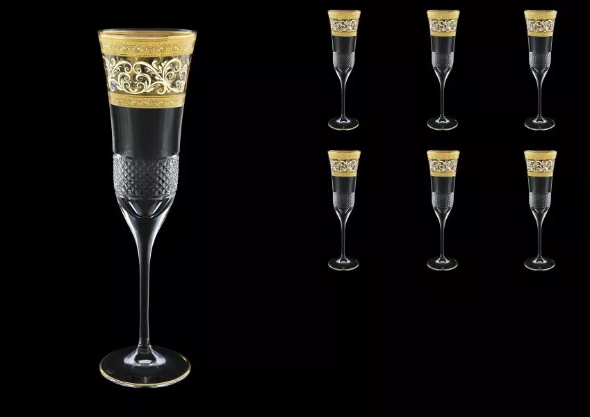 Набор фужеров для шампанского Astra Gold Allegro Fiesole Golden Light Decor 170мл (6 шт)