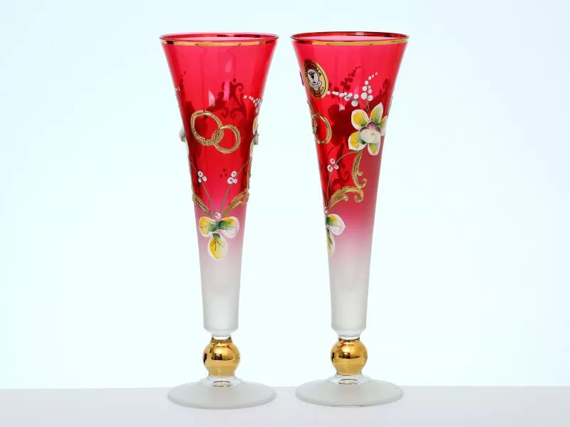 Свадебный набор из 2-х бокалов для шампанского красная