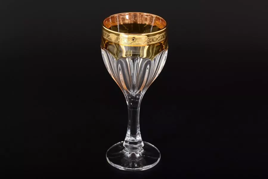 Набор бокалов для вина 190 мл Сафари желтый (6 шт) BOHEMIA GOLD