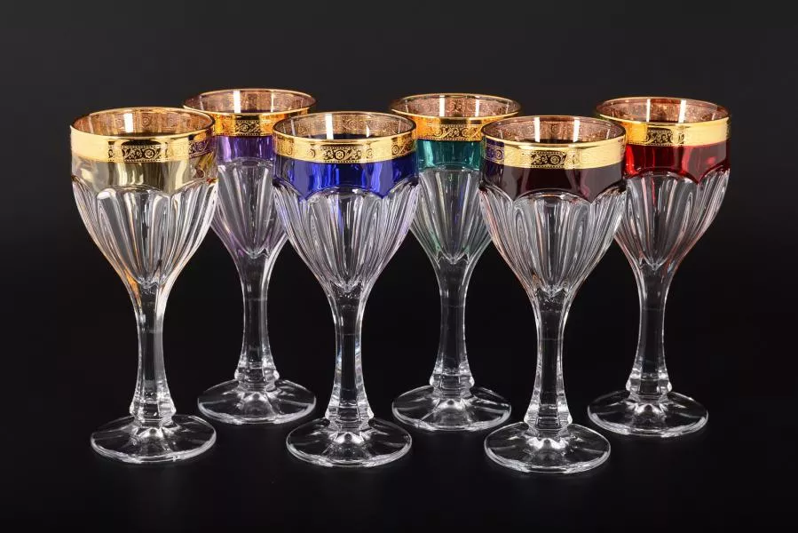 Набор бокалов для вина 190 мл Сафари Арлекино BOHEMIA GOLD
