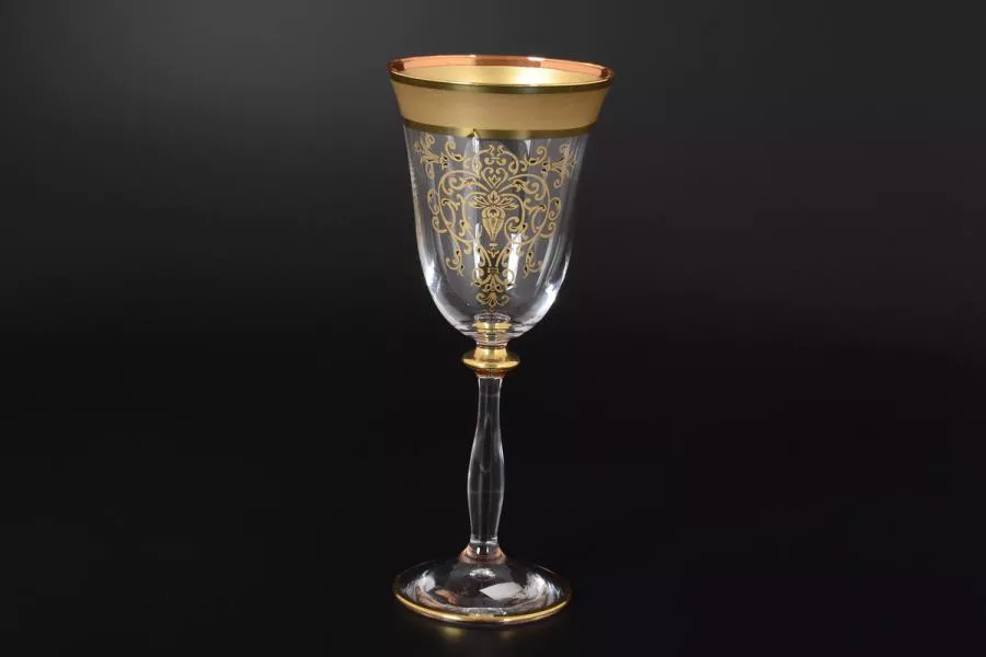 Анжела набор бокалов для вина Матовая полоса золотая роспись (6 шт)