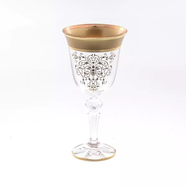 Кристина набор бокалов для вина золотая роспись Bohemia Матовая полоса (6 шт)