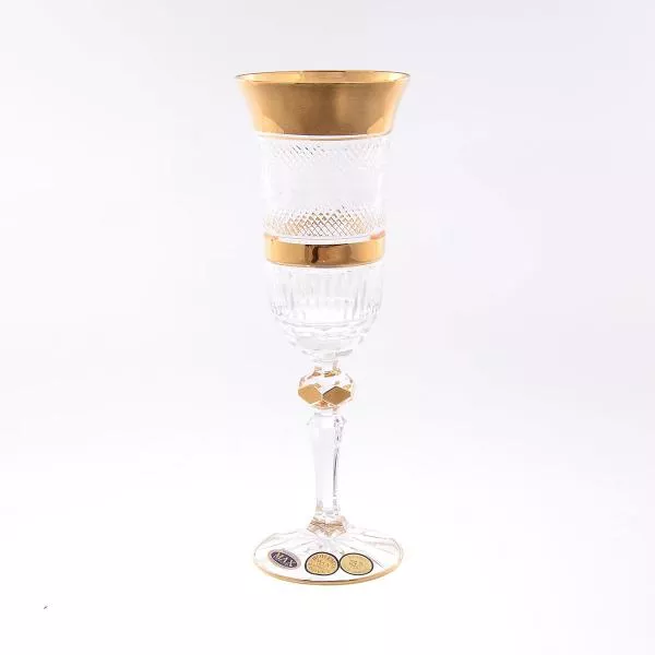 Набор фужеров для шампанского хрусталь с золотом Bohemia Max Crysta 150 мл(6 шт)