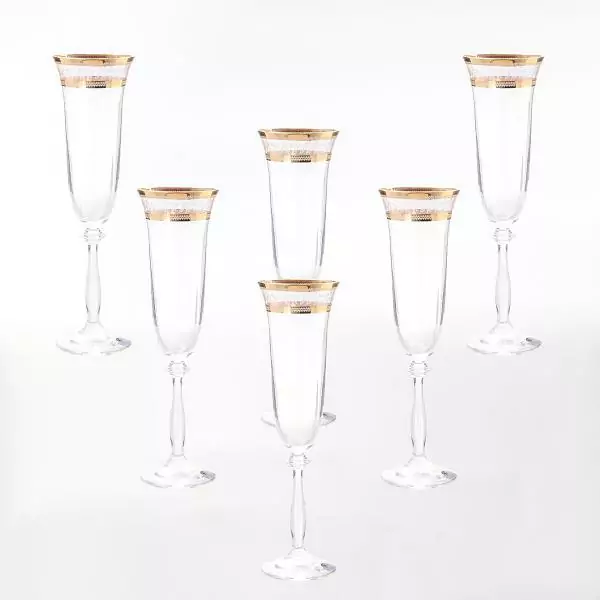 Набор фужеров для шампанского Crystalex Bohemia Золотой Лист V-D 190 мл(6 шт)