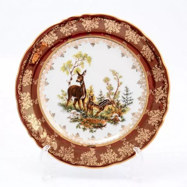 Набор тарелок Queen's Crown Корона Охота красная 25 см