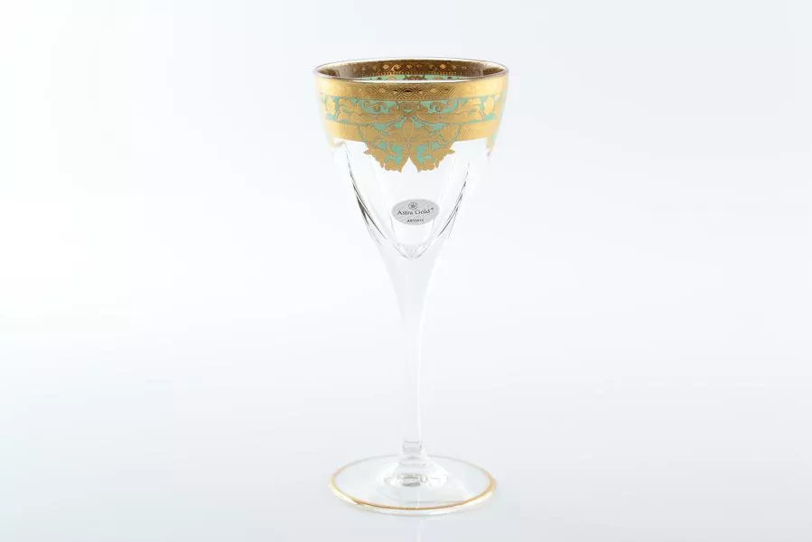 Набор бокалов для вина Astra Gold Natalia Golden Turquoise D. 210мл(6 шт)