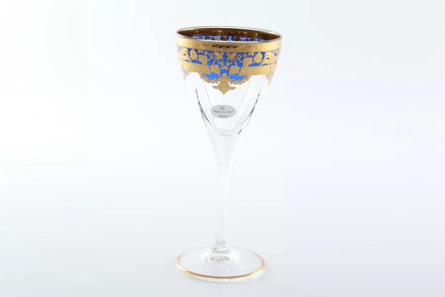 Набор бокалов для вина Astra Gold Natalia Golden Blue Decor 210мл(6 шт)
