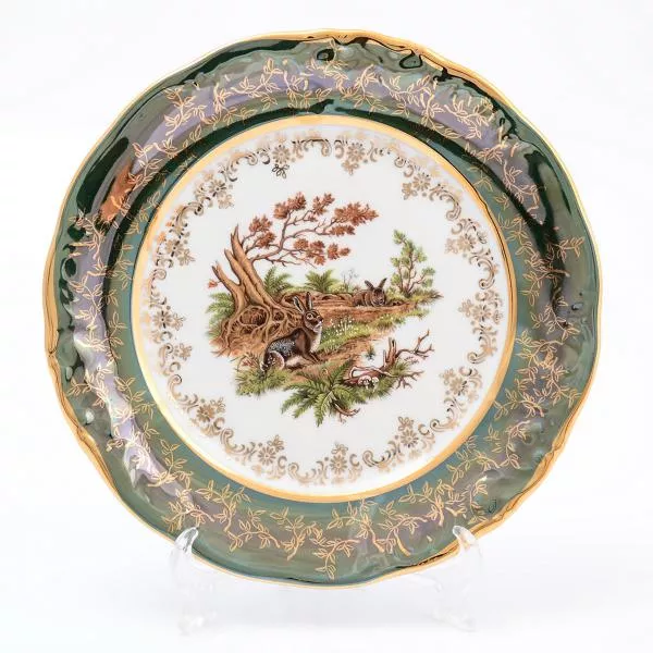 Набор тарелок Sterne porcelan Охота Зеленая 21 см(6 шт)