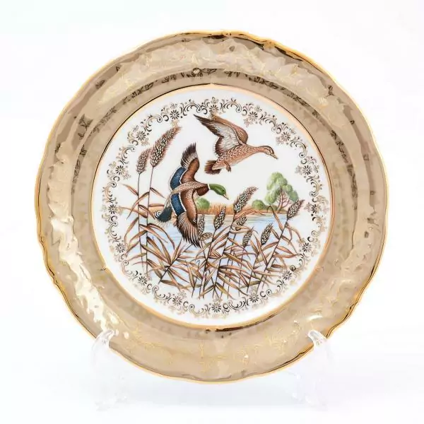Набор тарелок Sterne porcelan Охота Бежевая 24 см(6 шт)