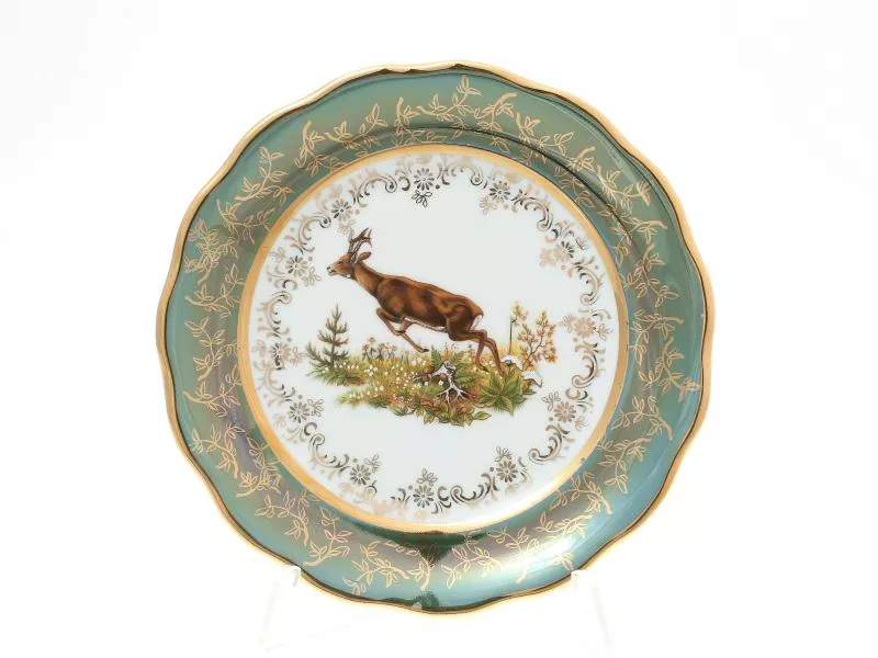 Набор тарелок Sterne porcelan Охота Зеленая 17 см(6 шт)