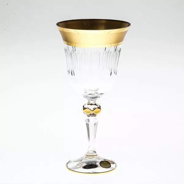 Набор бокалов для вина хрусталь с золотом Bohemia Max Crystal 220 мл(6 шт) Артикул 31855