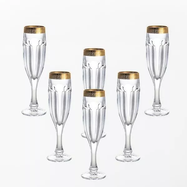 Набор фужеров для шампанского Bohemia Gold Сафари150 мл