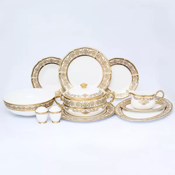 Столовый сервиз Prouna Golden Romance Cream Gold 6 персон 27 предметов