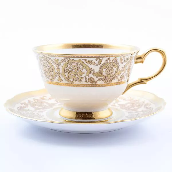 Набор чайных пар Prouna Golden Romance Cream Gold 220мл(6 пар)