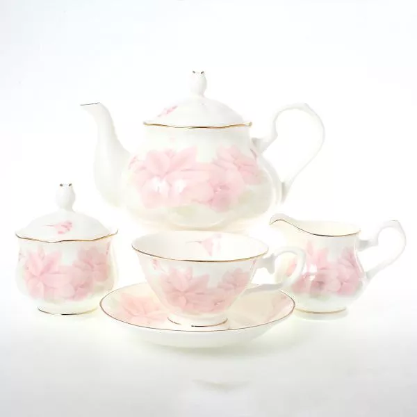 Чайный сервиз на 6 персон 15 предметов Розовые цветы