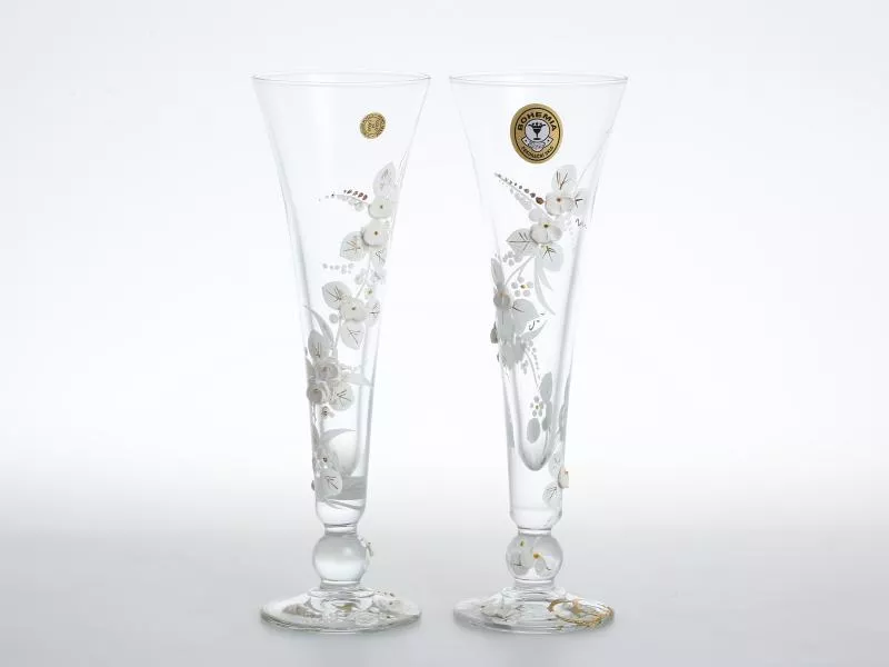 Свадебный набор из 2-х бокалов для шампанского "Лепка прозрачная"