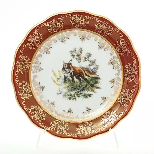 Набор тарелок Queen's Crown Корона Охота красная 17 см