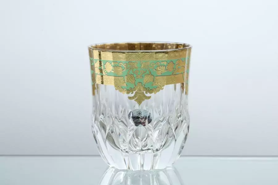 Набор стаканов для виски Astra Gold Natalia Golden Turquoise D. 350мл(6 шт)