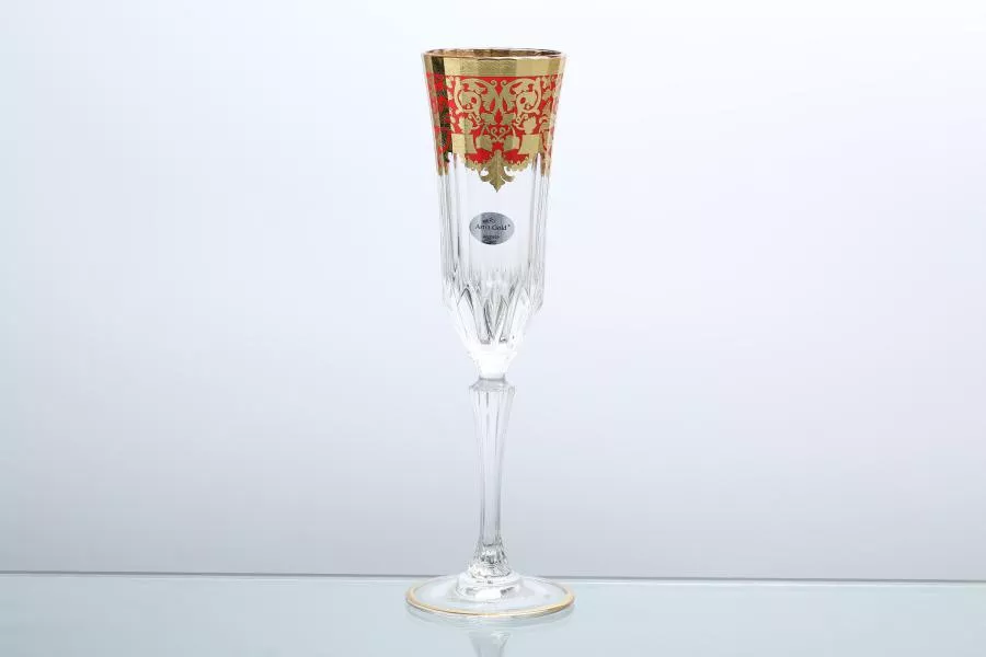Набор фужеров для шампанского Astra Gold Natalia Golden Red Decor 180мл(6 шт)