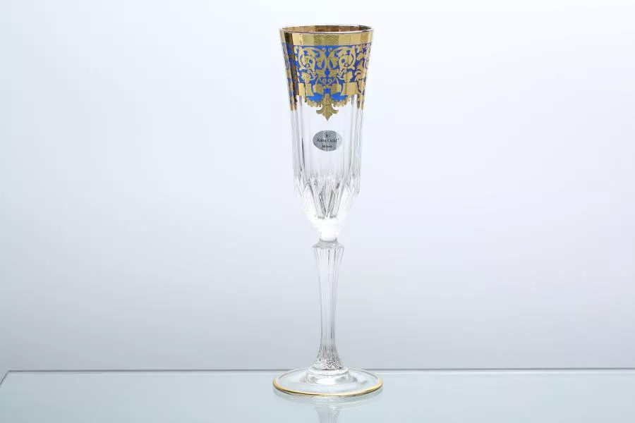 Набор фужеров для шампанского Astra Gold Natalia Golden Blue Decor 180мл(6 шт)