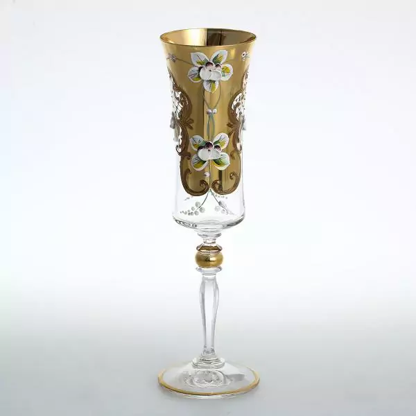Набор для шампанского "Лепка прозрачная" E-V золотая ножка Артикул 35687