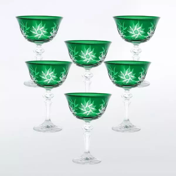 Набор бокалов для мартини зеленый Bohemia Цветной хрусталь 180 мл(6 шт)
