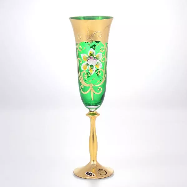 Анжела набор бокалов для шампанского зеленый Bohemia Star Crystal 190 мл(6 шт)