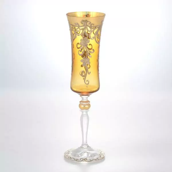 Грейс Набор фужеров для шампанского Bohemia лепка золотая E-S 190 мл
