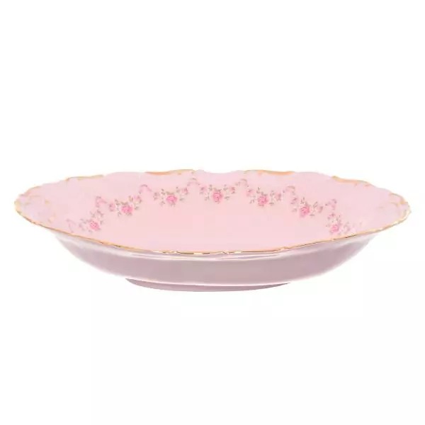 Блюдо овальное глубокое Leander Соната мелкие цветы розовый фарфор 26 см