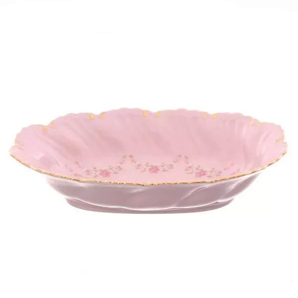 Блюдо овальное глубокое Leander Соната мелкие цветы розовый фарфор 18,5 см