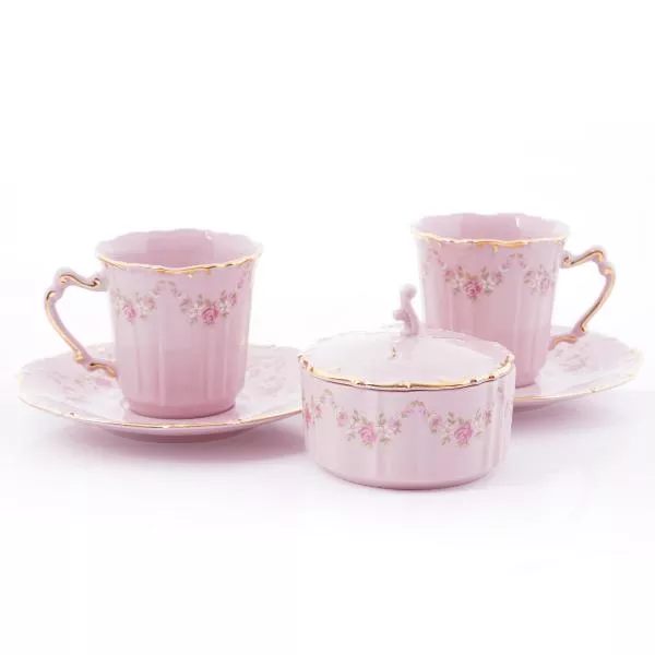 Набор для чая Leander Соната Мелкие цветы Розовый фарфор 6  предметов