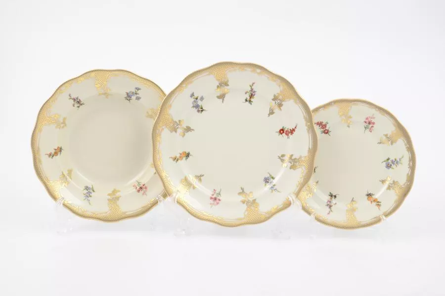 Набор тарелок Carlsbad Мария Луиза Полевые цветы Слоновая кость 18 предметов