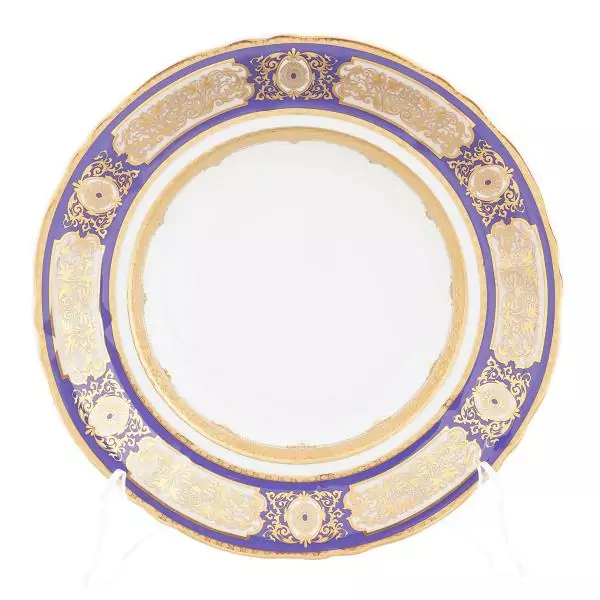 Набор глубоких тарелок 23 см Leander Соната Золотой орнамент Кобальт (6 шт)