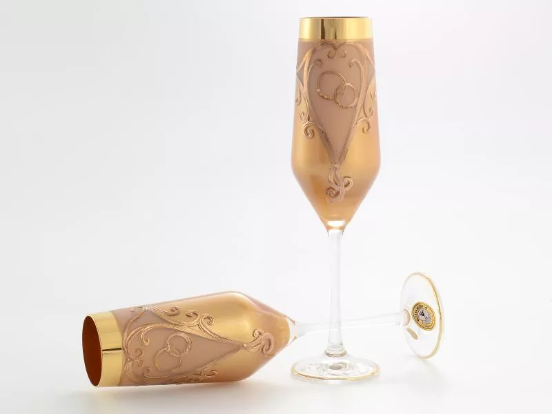 Свадебный набор из 2-х бокалов для шампанского Bohemia лепка золотая E-S Артикул 37994
