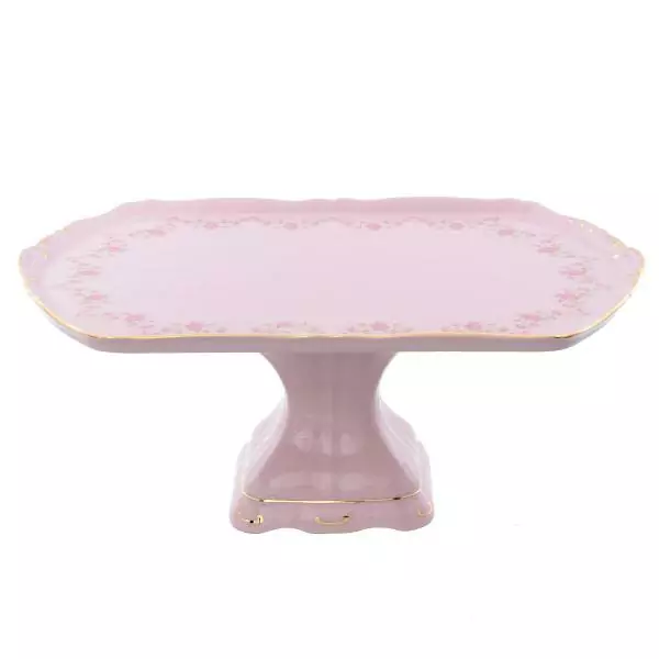Блюдо на ножке Leander Соната мелкие цветы розовый фарфор 28 см