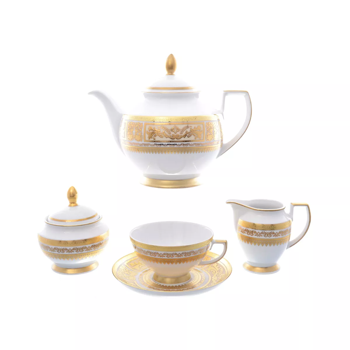Чайный сервиз на 6 персон Falkenporzellan Diadem White Creme Gold 15  предметов