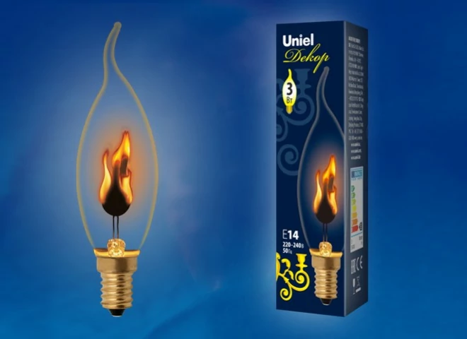 Лампа декоративная с типом свечения "'Эффект пламени".